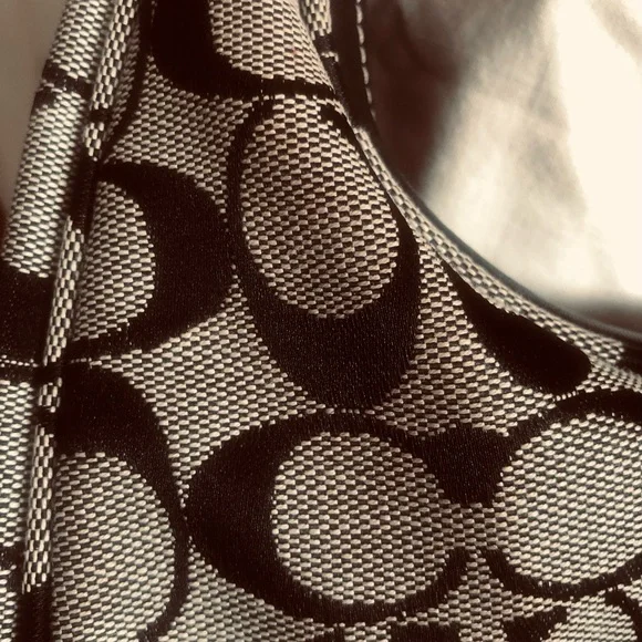 Vintage 00s Coach 6070 Signature Hobo Shoulder Bag black & Gray CC Pattern - Picture 8 of 9